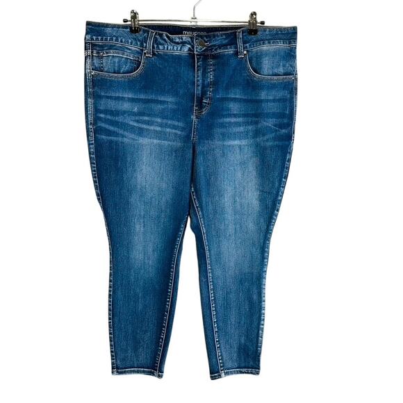 Maurices Womans Sz 22W X-Short Plus Jeans Stretch Blue Skinny Pockets High Rise - Picture 1 of 8